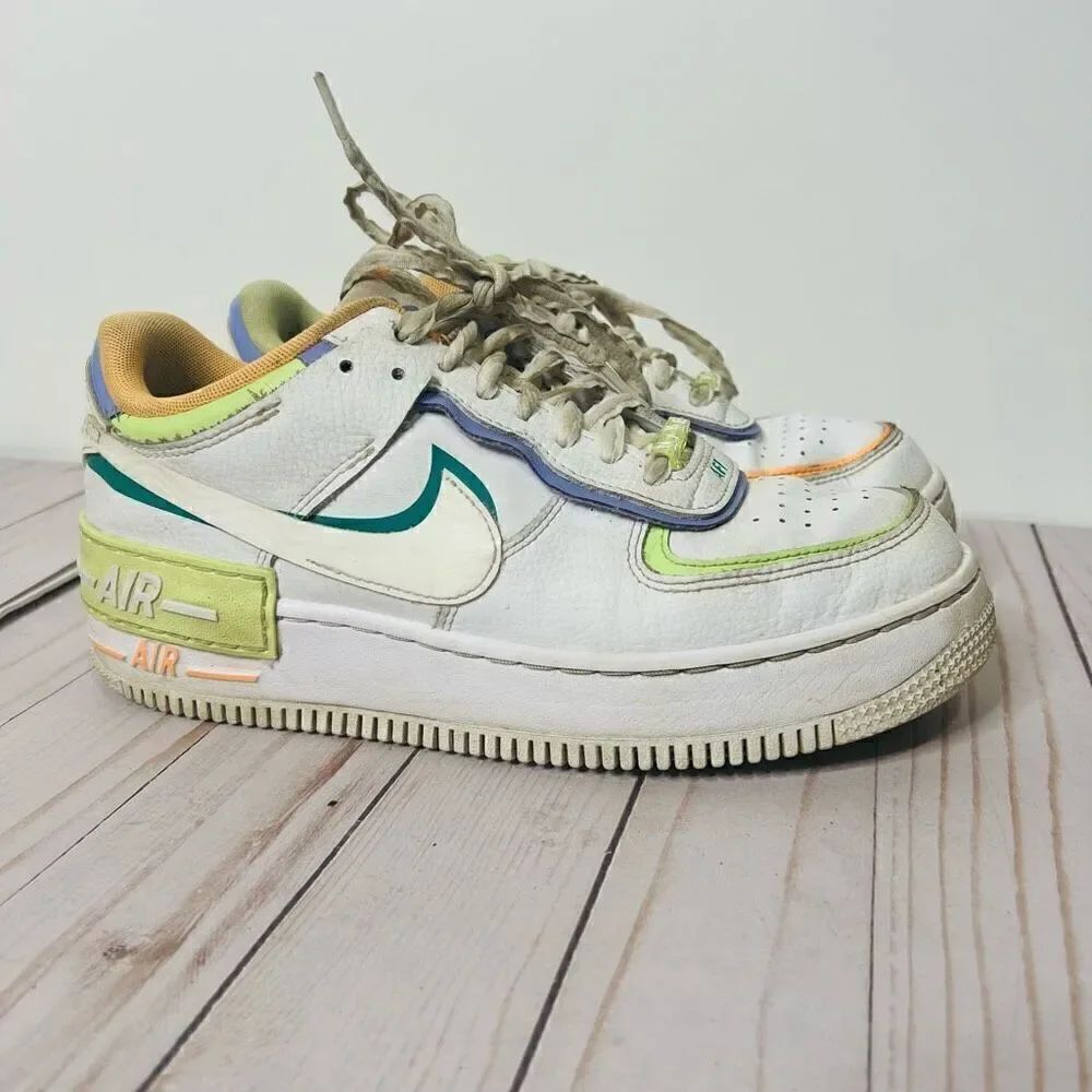 Nike Air Force One Shadow White Peach Pastel Sneakers Women’s 9 - Picture 4 of 9